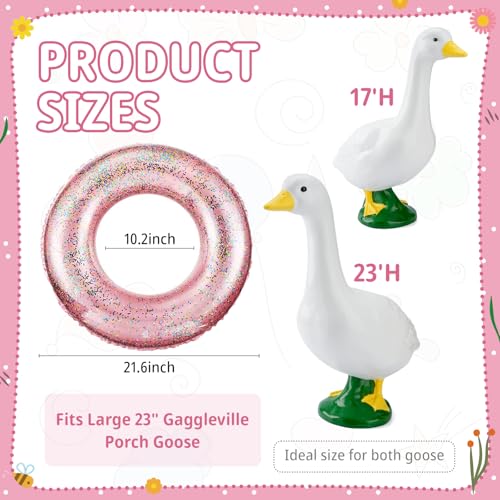 Bikini Porch Goose Outfit with Sunglasses & Swim Ring - Summer Hawaiian Flower Costume for 23" Garden Goose Statue Decor - style: Flower