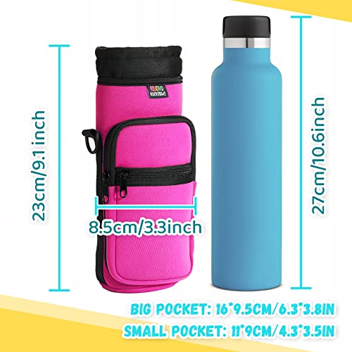 Nuovoware Water Bottle Carrier Bag, 25oz/32oz, Plum Red | Adjustable Shoulder Hand Strap, 2 Pocket, Neoprene Sleeve, For Hiking Travelling Camping - color: Plum Red, size: 25-32 Ounces - Standard