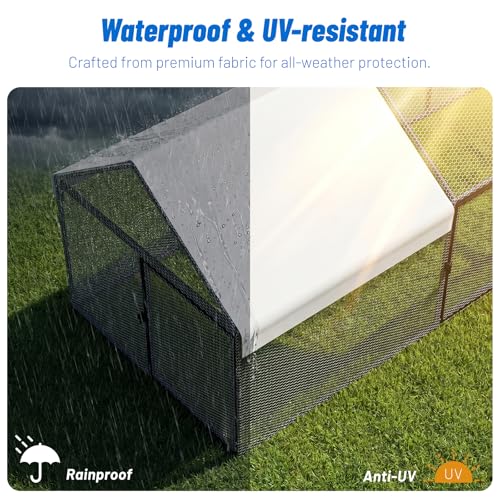 NUGRIART Metal Chicken & Duck Coop with Run – 118”x40”x40” Waterproof Poultry Cage, Portable Chicken Run, Ideal for Chicks, Hens & Ducks - size: 118.0"L x 40.0"W x 40.0"H