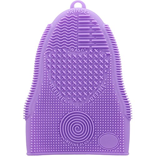 Makeup Brush Cleaner Glove Mat Mitt Silicone Cosmetic Cleaning Scrubber Tool Face Brushes and Eye Brush Washing Pad Purple - color: Pruple