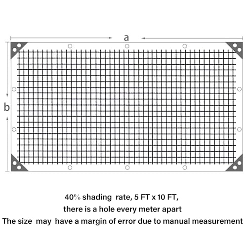 winemana Black Shade Cloth 40%, 5x10 FT Mesh Tarp - Garden Shade for Greenhouse, Patio, Vegetables, Plants Cover and Chicken Coops, Sun Shade Net for Outdoor Protection with Reinforced Grommets - size: 40%-5 FT x 10 FT