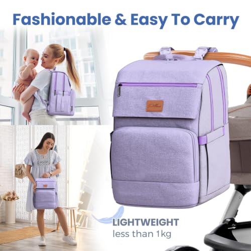 Baby Shower Gifts for Mom - Diaper Bag Backpack - 16 Organizer Pockets Baby Diaper Bag w/ Insulated Bottle Holders & Wipes Pocket, Large Capacity Baby Bag Backpack - Waterproof & Easy to Clean, Purple - color: K. Purple, style: Classic