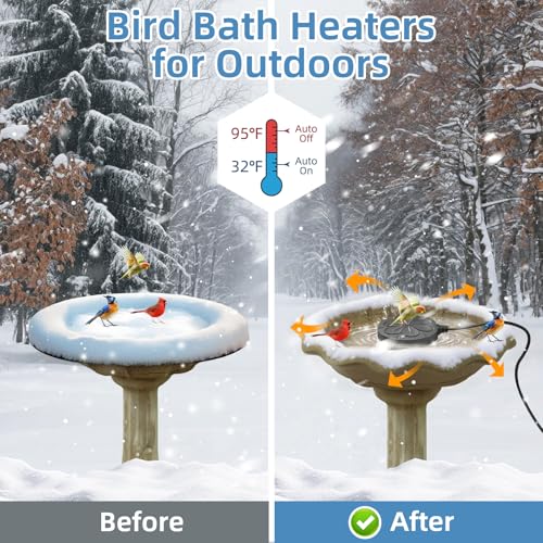 110W Bird Bath Heater for Outdoors in Winter–Submersible Pond Deicer,Cast Aluminum Thermostatic Chicken Water Heater - color: Black