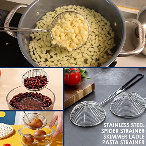 KEISSCO Stainless Steel Spaetzle Maker with Comfort Grip Handle, Homemade Traditional German Egg Noodle Dumpling Making Tool Set - color: Spaetzle Maker & Black Strainer