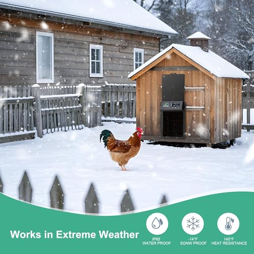 Automatic Chicken Coop Door,Multi-Modes for Chicken Door,Auto Chicken Coop Door with Anti-Pinch Feature,Automatic Coop Door with LCD Display,Run Chicken Automatic Door with Timer & Light Sensor - color: Black
