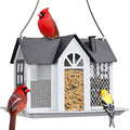 Kingsyard Bird Feeder House for Outside, Metal Mesh Wild Bird Feeder with Triple Feeders for Finch Cardinal Chickadee, Large Capacity, Weatherproof and Durable | with Triple Feeders, Squirrel Chew Proof, 3 lbs Large Capacity, Weatherproof, Easy to Clean &