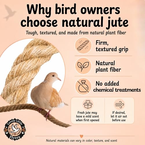 Bird Rope Perch for Parrots, Bendable Natural Jute Boing with Pine Wood and Stainless Steel Mount, Cotton Alternative, Cage Accessory for Parrots (Brown, 4 feet) - size: 4 feet
