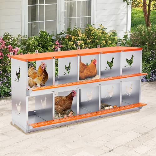 10 Compartment Galvanized Steel Nesting Box Wall Mount | Galvanized Steel Rustproof & Weather Resistant|Vented Design Keeps Interior Dry & Odor Free|Tool-Free Assembly - size: 53.0"L x 17.0"W x 25.0"H