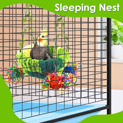 KATUMO Bird Nest, Conure Breeding Bed Parrotlet Snuggle Nest Lovebird Bed Bird Swing Bed for Small Birds, Size Small - color: Green, size: 5.5"L x 5.5"W x 3.0"Th