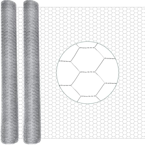 GlikCeil 72 in x 200 ft Chicken Wire Fencing Metal Floral Chicken Wire Mesh for Crafts Poultry Garden, 1 Inch Hexagonal Galvanized Hardware Cloth Netting for Poultry Coop Barrier Rabbit Cage(Silver) - color: Silver, size: 72 in X 200 ft