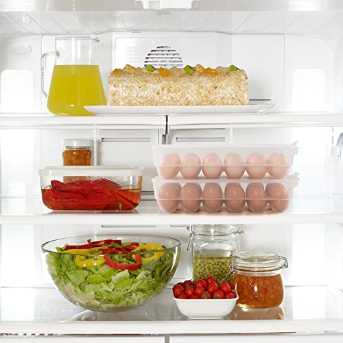 Plastic 18 Egg Holder with Lid, Refrigerator Egg Storage Container, Pack of 4