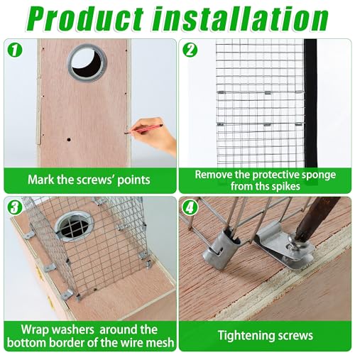 2Pcs Bluebird House Predator Guards, Stainless Steel Wire Mesh | Protects Eastern Bluebird and Babies, Silver, 4 x 6 x 6 inches