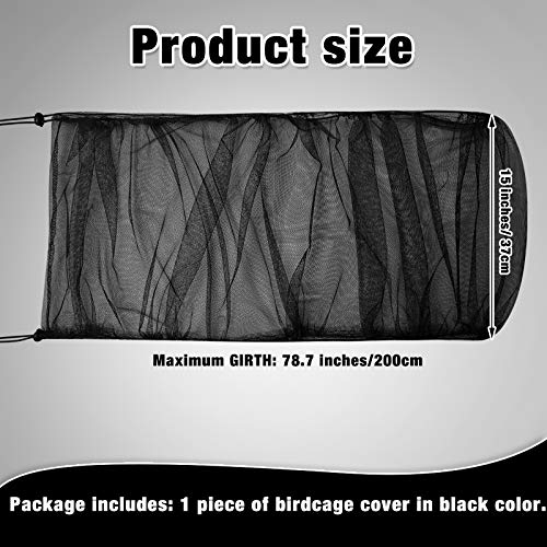 Shappy Large Bird Cage Seed Catcher,Bird Cage Cover Net Skirt Guard,Adjustable Soft Airy Mesh Net for Parrot Parakeet Macaw(78.7 x 15 Inch/ 200 x 37 cm,Black) - color: Black, size: 78.7 x 15 Inch/ 200 x 37 cm