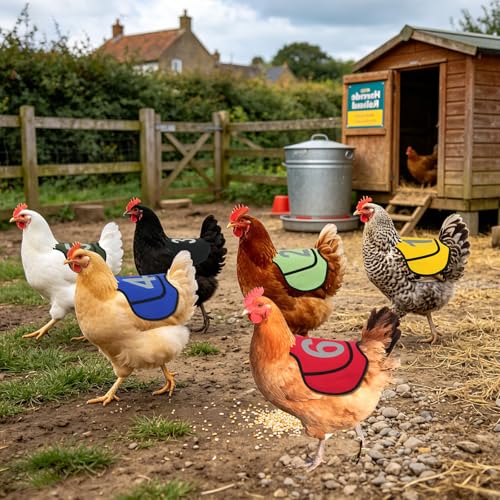 THREE ORANGES 3 Pack Chicken Saddles for Hens, Chicken Apron Back Protector with Adjustable Straps, Breathable Canvas Hen Saddles for Back and Feather Protection, Numbered Poultry Care Design