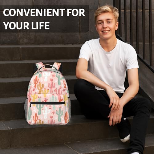 Cute Cactus Backpack for Women Teen Girls School Laptop College Colorful Desert Succulents Backpacks for Gifts Travel Hiking Work Camping, Polyester Lightweight Plant Bookbag Back Pack - color: Cactus67