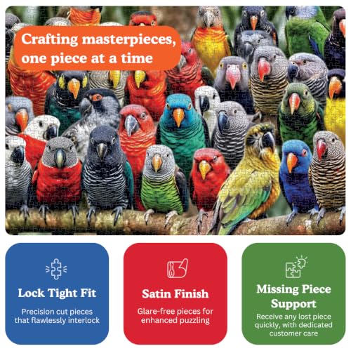 Cross & Glory | Jigsaw Puzzles for Adults | Kaleidoscope of Feathers | Unique Bird Artwork | 2mm Thick Pieces | Bonus Reference Poster | Satin Finish | Ages 14+ - color: Kaleidoscope of Feather