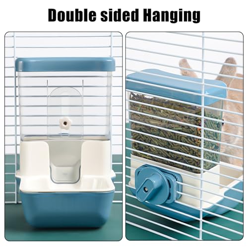 Hanging Automatic Food Dispenser, 27oz Large Capacity Hanging Pet Cage Feeder for Rabbit Bird Chinchilla Hedgehog Guinea Pig Ferret Kitty Puppy (Gray) - color: Gray