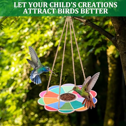 DoubleFill 24 Pcs Bird Feeder Craft Kits | for Kids Ages 3-8, Make Your Own Bird Feeders, Kids Art Crafts DIY, Wooden Art Painting Flock Feeders, for Outside DIY Crafts