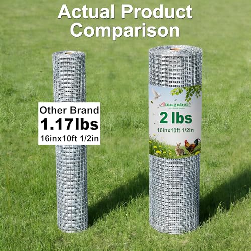 AMAGABELI GARDEN & HOME Hardware Cloth Chicken Wire Fence 1/2 inch 15.7 in x 10 ft Galvanized Welded Cage Wire for Bird Wire Gopher Wire Rabbit Wire Snake Fence Poultry Netting Cage Screen - size: 1/2" 16"x10'