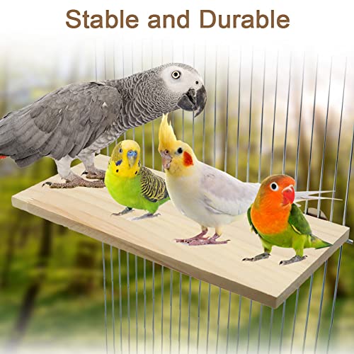 Litewoo Parrot Bird Wood Perch Platform Large Stand Shelf for Budgie, 1PC | Natural wood, sturdy flat bird perch shelf, for small-medium birds/parakeet/cockatiel/conure, easy install & adjustable - size: 1PC
