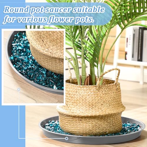 Eccliy 6 Pack Plastic Plant Saucer Heavy Duty Planter Saucers Large Plant Pot Saucers Plastic Water Trays for Indoors and Outdoors Flower Plant Plant Drip (Gray,20 Inch) - color: Gray, size: 20 Inch, style: Round