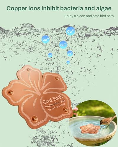 OICEME Bird Bath Purification Disc Pure Copper Outside Winter Solar Power Birdbath Disk Water Backyard Winter Solar Power Hummingbird Cleaner Pedestal Fountain Bowl Metal Warmer Railing Accessories - color: Copper Bauhinia
