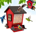 LSCQYYCCSquirrel Proof Bird Feeders for Outdoors Hanging, 5LB Capacity Metal Wild Birdfeeders Outside Hanging,Large Feeder that Attracts Cardinals, Chickadees, and More Birds-One in red ﻿ - color: red