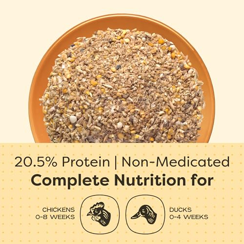 Scratch and Peck Feeds | Starter Mash for Chickens & Ducks | 50 lb Bag | 20.5% Protein, Corn & Soy Free, Fermentable Grains, Certified Organic & Non-GMO Project Verified, Complete Nutrition - size: 50 Pound (Pack of 1), style: Starter Feed