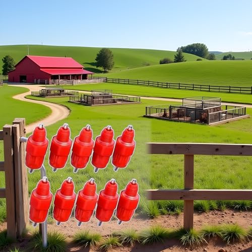 10Pcs Red Automatic Poultry Easy Installation Watering Nipples Chicken Drinkers, Easy to Clean and Store Chicken Waterer Nipples, Poultry Feeding and Watering Supplies, Poultry Fountains and Waterers