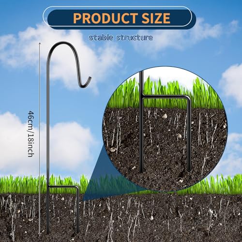 20 Pcs 18 Inch Small Shepherds Hook for Outdoor Adjustable Bird Feeder Pole Metal Steel Shepard Hooks for Hummingbird Stand Feeder Pole for Garden Plant Lantern Hanging Wedding Decor
