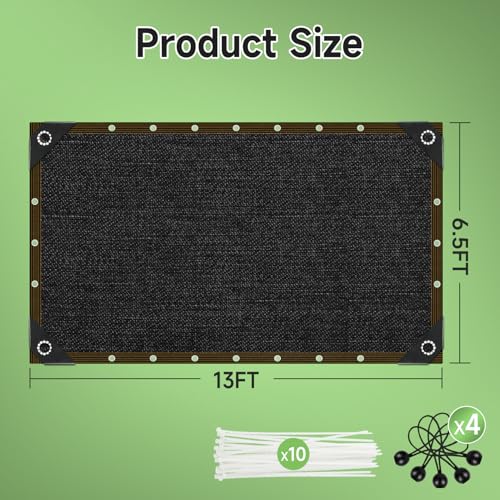 70% Shade Cloth 6.5ftx13ft Anti-Aging Sun Mesh UV Resistant Net, Sunblock Garden Tarp for Plant Cover, Greenhouse, Barn or Kennel, Flowers, Plants, - size: 6.5ftx13ft