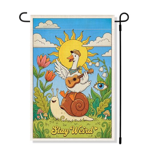 RZHV Stay Weird Double-Sided Garden Flag for Outdoor House Yard Sign Garden Decor Parade, Funny Snail Silly Goose Sun House Patio Outdoor Banner Decoration, Diversity Inclusion Yard Sign - color: Weird C