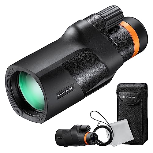 K&F Concept® 12X50 Monocular Telescope with Cleaning Cloth, FMC Lens & BAK4 Prism Telescopes for Adults, Sky Captain HD Monocular for Bird Watching Hunting Hiking Camping Travelling - size: 12*50-Black