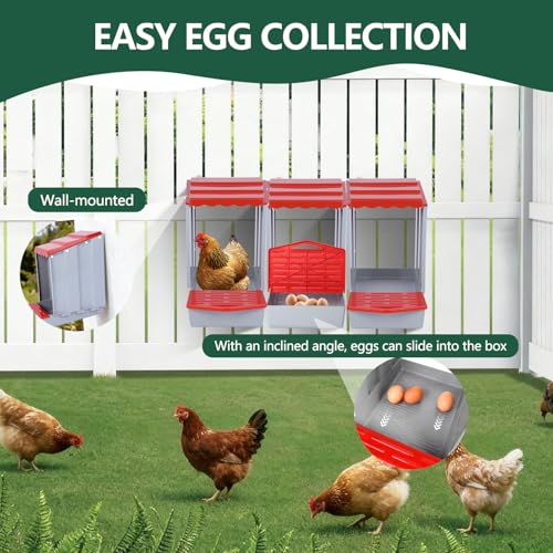Chicken Nesting Box (Three) Efficiently collects and Protects Eggs Simple Installation Durable and Sturdy Easy to Clean Weatherproof Against rain and Snow - size: Three