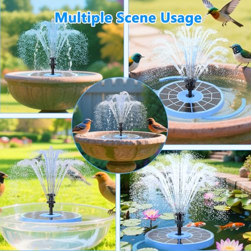 AISITIN 3.5W Solar Fountain Pump with 8 Nozzles & 3 Integrated Bracket | Upgraded Floating Solar Water Fountain Kit for Garden, Pond, Pool, Water Feature and Outdoor (Blue) - color: Blue01