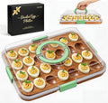 Deviled Egg Containers with Lid, Acacia Wooden Base with 28 Slots | Portable Deviled Egg Platter Carrier Holder Trays, Elegant appearance, Strong Durability, for Party and Home Kitchen - color: Green