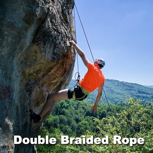 Double Braided Polyester Rope (1/2 in x 100 ft) Strong Arborist Rigging Rope 48 Strands for Tree Work Climbing Pulling Sailing, Black - size: 1/2inch x 100feet