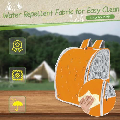 Sanmoncare Bird Carrier Backpack with 2 Adjustable Perches, Water-Repellent Parrot Travel Cage with Stainless Steel Tray, Breathable Pet Carrier for Cockatiels, Conures and Vet Visits, Orange - color: Orange