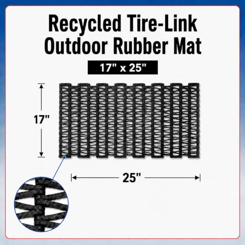 Durite Outdoor Door Mat, Recycled Tire-Link Welcome Rubber Patio or Entrance Front Door Mat, 17" x 25", Heavy Duty, Long Lasting, Durable, Sturdy, Easy to Clean, Herringbone Weave, Black