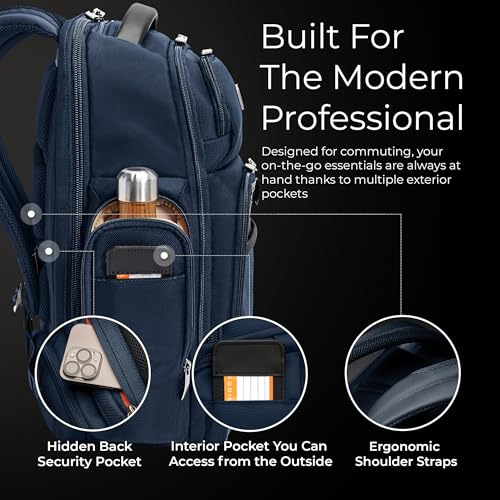 Briggs & Riley Large Cargo Backpack for Women & Men - Laptop Backpack, For Work & Travel, Spacious & Durable, Padded Straps, Fits up to 17" Laptop - @work Collection, Navy - color: Navy, size: Large Cargo Backpack