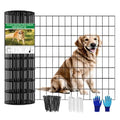 Welded Wire Fence 24inch x 50ft Roll,16 Gauge 2" x 3" Mesh Black | Rustproof Vinyl Coated Double-Layer Thick Wire, for Garden Fencing, Dog Fence, Chicken Wire Fencing, Yard & Pet Barrier