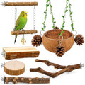 Bird Perch Bird Cage Accessories Parrot Toys Natural Wood 6Pcs Set for Parakeet Cockatiel Conure Lovebird Small Medium Birds