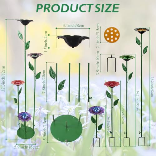 dreamysoul 4 Pack Bee Watering Station, Bee Waterer for Honey Bee & Butterfly, Metal Bee Bath with Flower Design for Garden Yard - color: Colorful-e