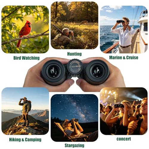 10x50 Binoculars for Adults, HD High Powered Binoculars with BAK4 Prism & FMC Optics, IPX7 Waterproof for Bird Watching Hunting Travel Cruise Marine