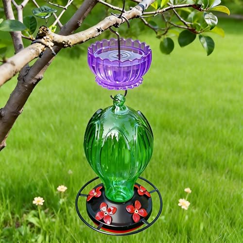 9oz Plastic Ant Moat for Hummingbird Feeder, 2-Pack Purple Insect Guard | Stainless Hooks, Daisy Floral Buffer, Transparent Nectar Protector, Water Barrier Blocking Bugs, 9 Ounce/270ml Capacity - color: Purple, size: 2PC/Pack
