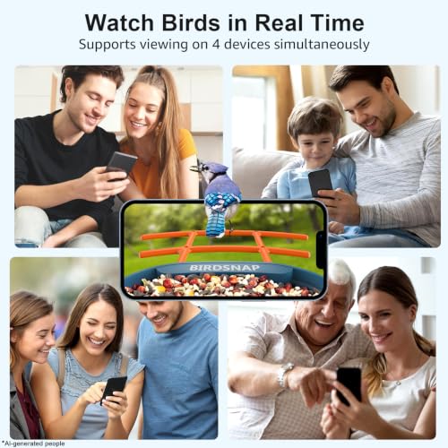 birdsnap® PAV Bird Feeder with Camera Solar Powered 2K Live Video 32GB Card | AI Bird Species Identification, Instant Arrival Alerts, IP65 Waterproof, Wild Bird Feeders for Outdoors, Gift for Bird Lovers - color: Blue