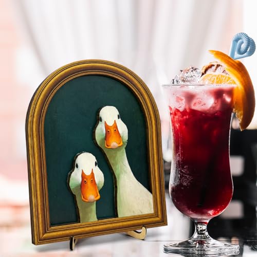 3D Vintage Cute Goose Table Decor Wall Art Sign Framed Vintage Decor | Rustic Couple Goose Wall Art Sign - Vintage Animal Farmhouse Home Decor for Wall Mount and Tabletop 8x10 Inch - color: Goose