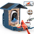 PeckCam® Bird Feeder with Camera Solar Powered 2K Live Video Auto Capture | AI Bird Species Identification, Instant App Alert, IP65 Waterproof, Easy Setup, Backyard Bird-Watching, Gift for Bird Lovers - color: Blue
