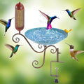 Metal Deck Mounted Bird Bath, 12" Beck Railing, Balcony Bird Bath for Outdoor, Garden, Patio, Antique Blue Green