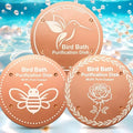 OICEME Bird Bath Purification Disk Pure Copper Outside Winter Solar Power Birdbath Wild Hummingbird Feeder Pedestal Fountain Cleaner Cage Dispenser Bowl Ground Safe Garden Gifts Birds - color: Gold 3PCS Bird&Rose&Bee